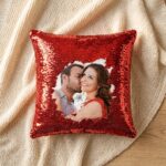 Magic Reveal Sequin Cushion "Couple in Love" Design