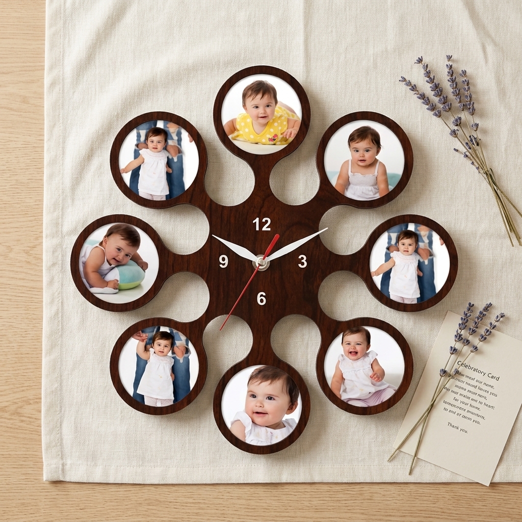 pomelli_photoshoot-1(11) Personalized Sublimation Collage Wall Clock (Birthday Special) – Custom Printed Wall Clock - Image 1