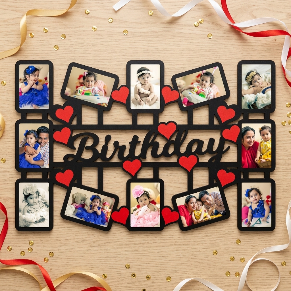 pomelli_photoshoot-1(12) Personalized Sublimation Collage Wall Frame (Birthday Special) – Custom Printed Photo Frame - Image 1