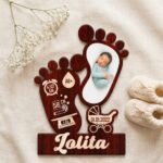 Personalized Born Baby Details Foot Shape Frame – Custom Printed Cutout Frame