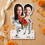 Personalized Wooden Caricature Photo Frame (Couple Special) – Custom Printed Photo Frame