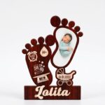 Personalized Born Baby Details Foot Shape Frame – Custom Printed Cutout Frame - Image 4