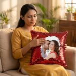 Magic Reveal Sequin Cushion "Couple in Love" Design - Image 2