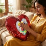Magic Reveal Sequin Cushion "Couple in Love" Design - Image 3