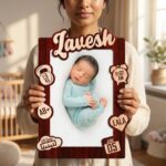 Personalized Born Baby Details Cutout Frame – Custom Printed Cutout Frame - Image 2