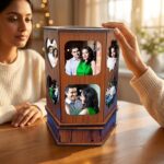 Hexagonal Heart-Cutout Rotating Photo Lamp - Image 2