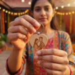 Photo Engraved Wooden Heart Keychain - Image 3