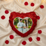 Rose Petal Heart Shape Photo Pillow