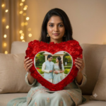 Rose Petal Heart Shape Photo Pillow - Image 2