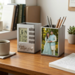 Personalized Digital Clock Pen Stand - Image 3