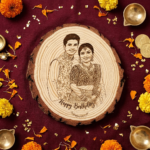 Natural Wooden Slice Engraved Photo Frame