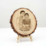 Natural Wooden Slice Engraved Photo Frame - Image 3
