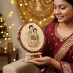 Natural Wooden Slice Engraved Photo Frame - Image 2