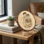 Natural Wooden Slice Engraved Photo Frame - Image 4